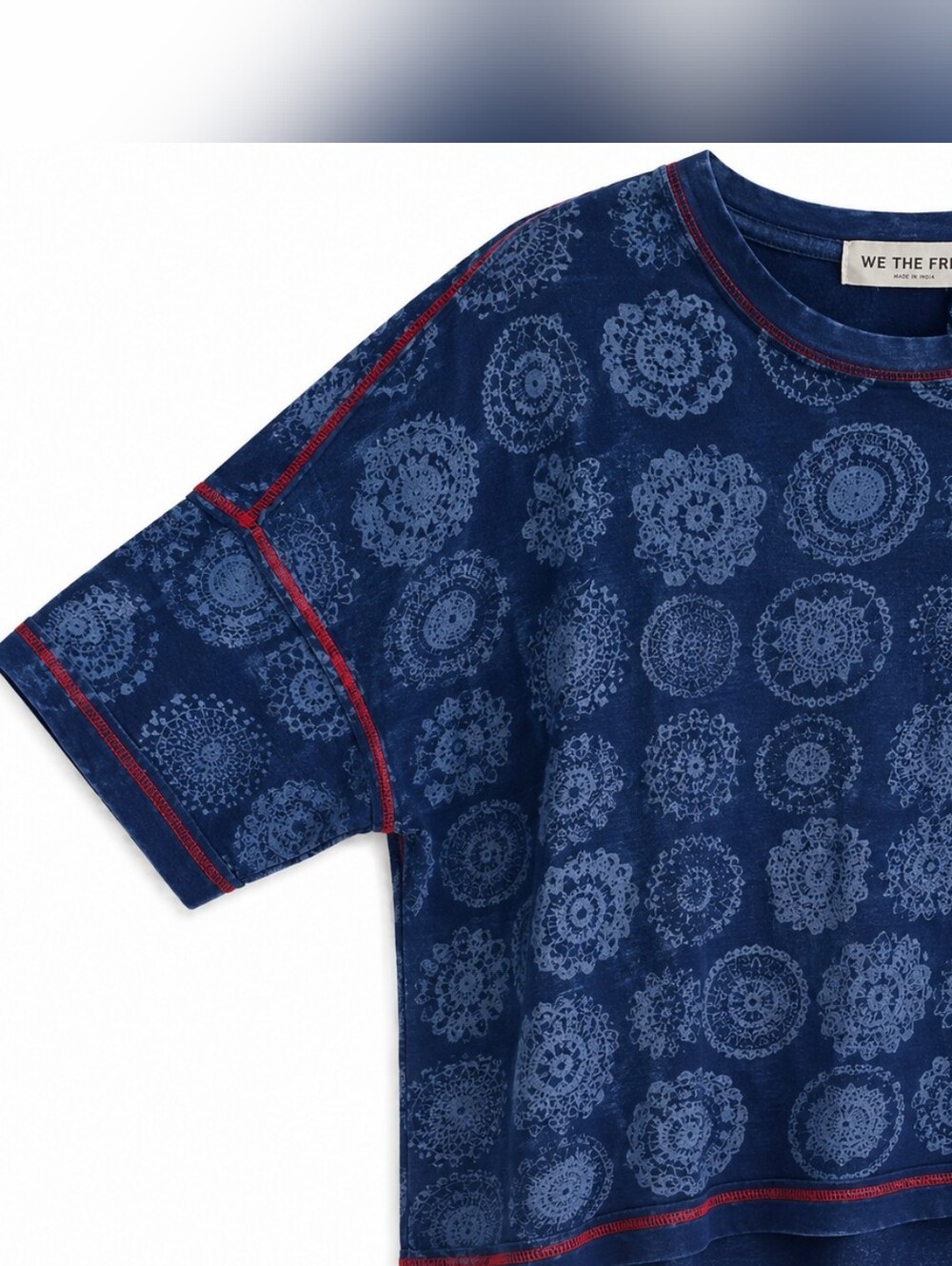 NWT Free People We The Free One-of-a-Kind Burnout Tee XS Indigo Cotton FP Boho - Picture 4 of 14